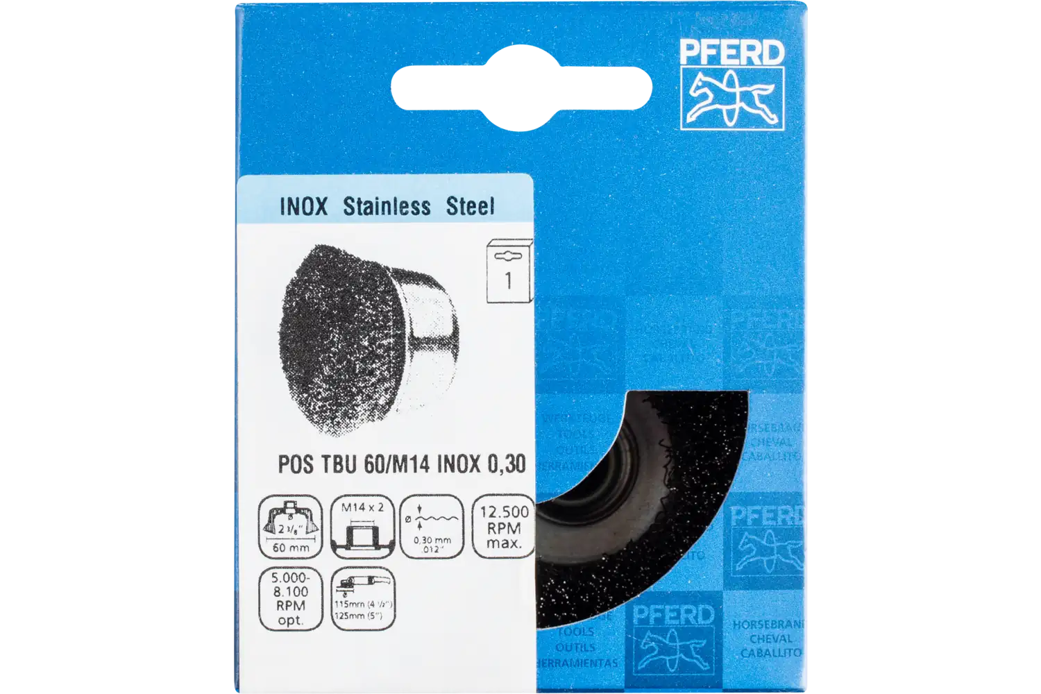 Perie tip oală din sârmă de oțel POS TBU 60/M14 INOX 0,30 2