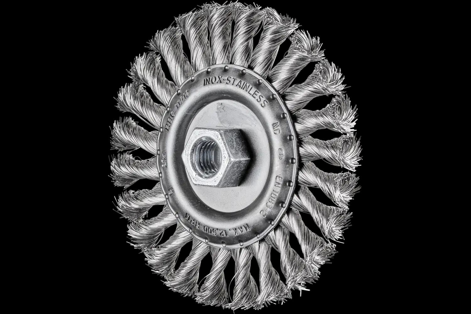 Perie circulară împletită (heavy-duty) din sârmă de oțel POS RBG 11512/M14 INOX 0,35