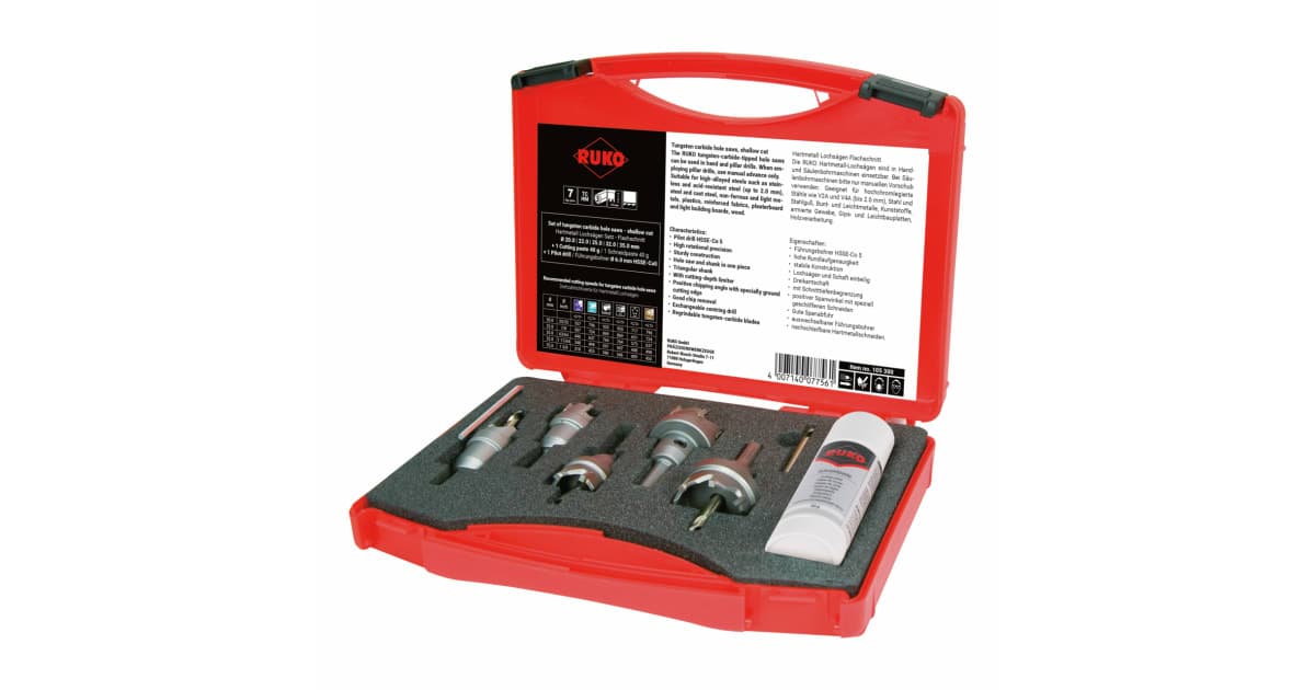 Set carote pentru tablă din carbură metalică - 7 piese 105300