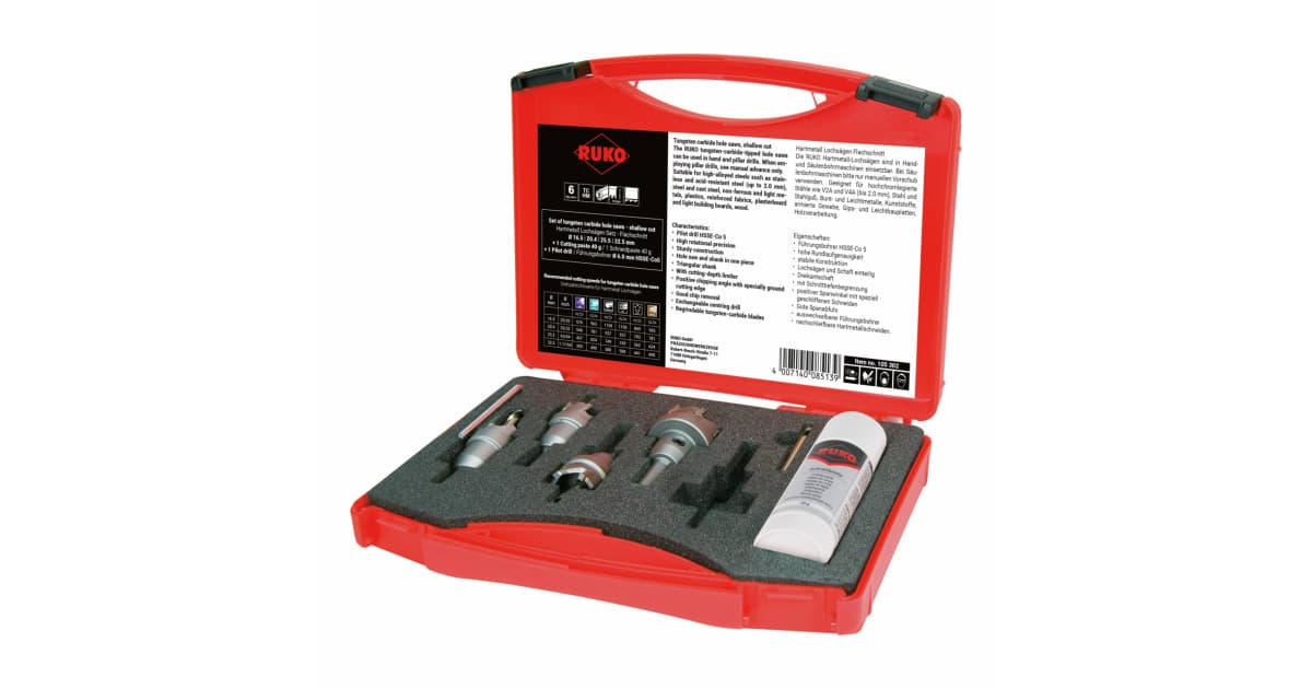 Set carote pentru tablă din carbură metalică - 6 piese, set tăiat plat, 6 buc. 105302