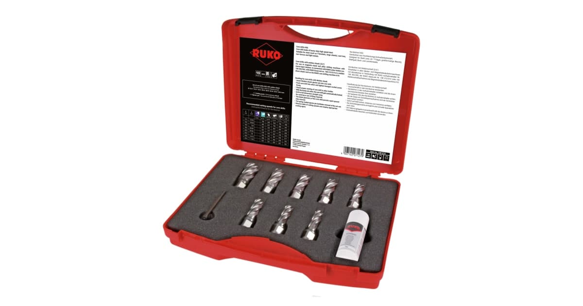 Set carote HSS cu prindere Weldon - 10 piese 108810