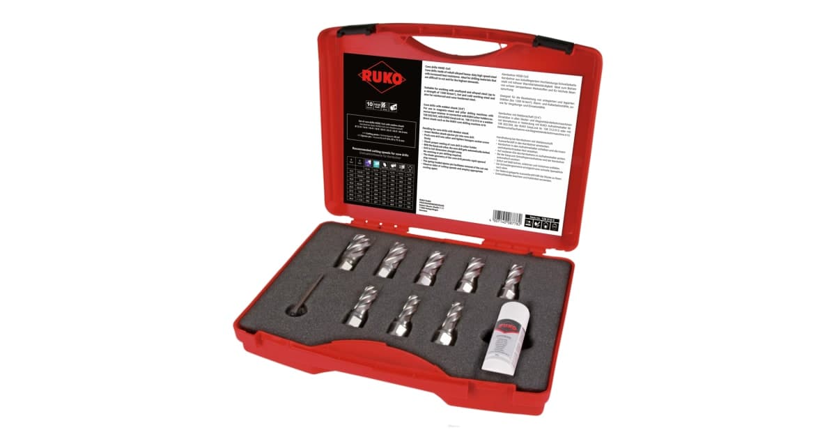 Set carote HSS cu prindere Weldon - 10 piese 108810E