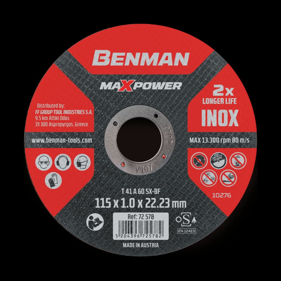 DISC TĂIERE INOX, MAXPOWER 115x1.0mm BENMAN