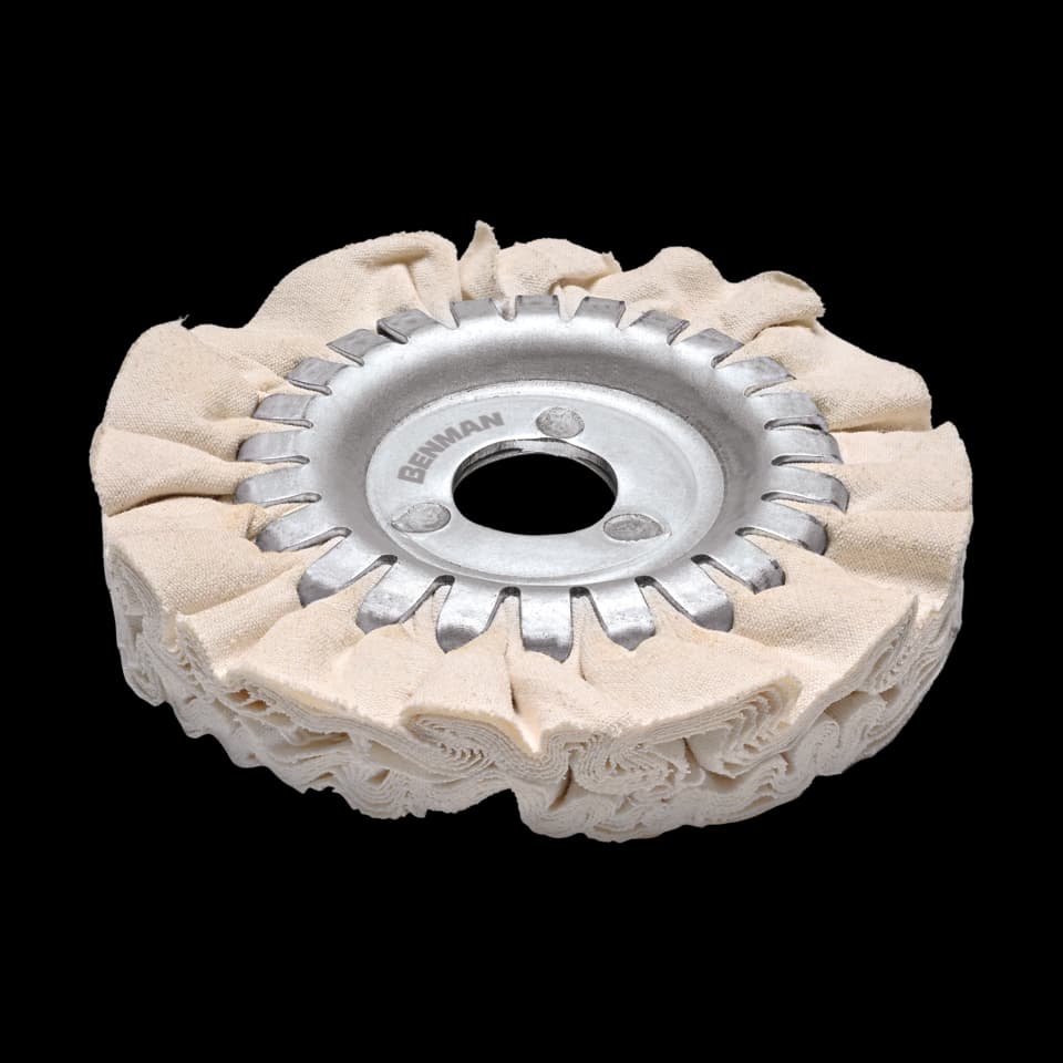 DISC ȘLEFUIRE DIN BUMBAC CU ORIFICIU, Ø120mm, POLIZOR DE BANC CU 2 ROȚI, BENMAN