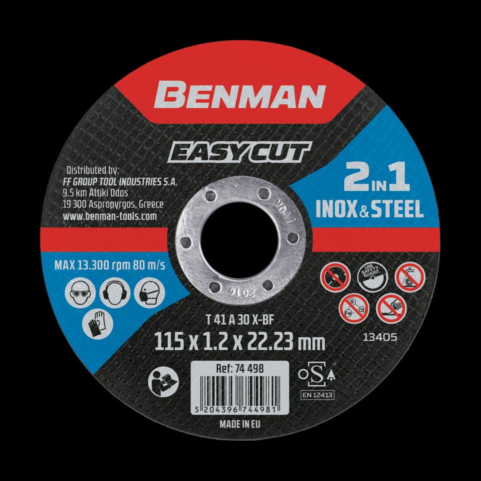 DISC TĂIERE INOX - OŢEL, EASY CUT, 125x1.2mm BENMAN