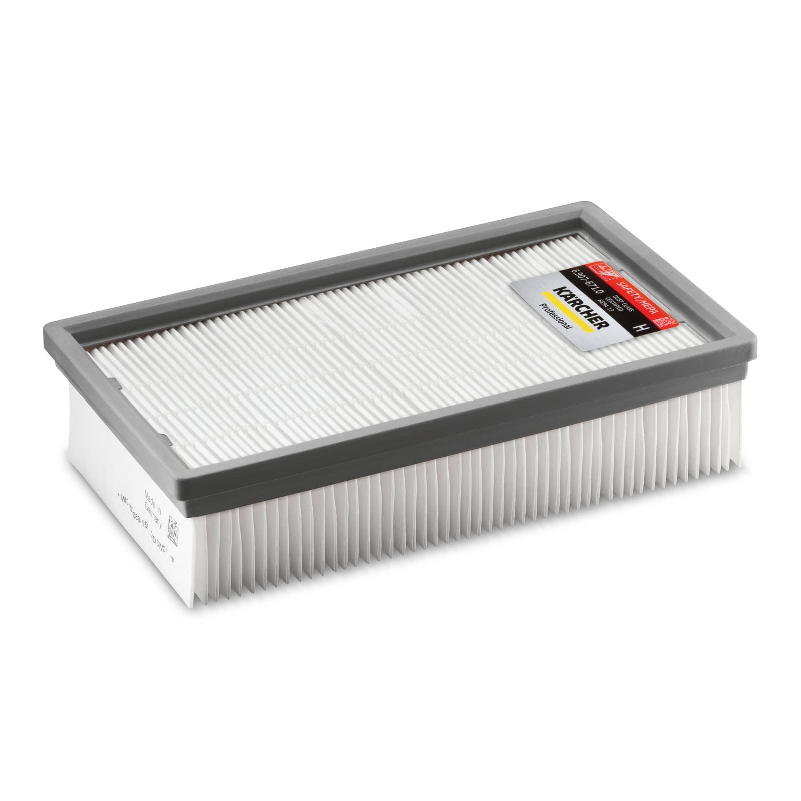 Flat-pleated filter packaged PTFE H