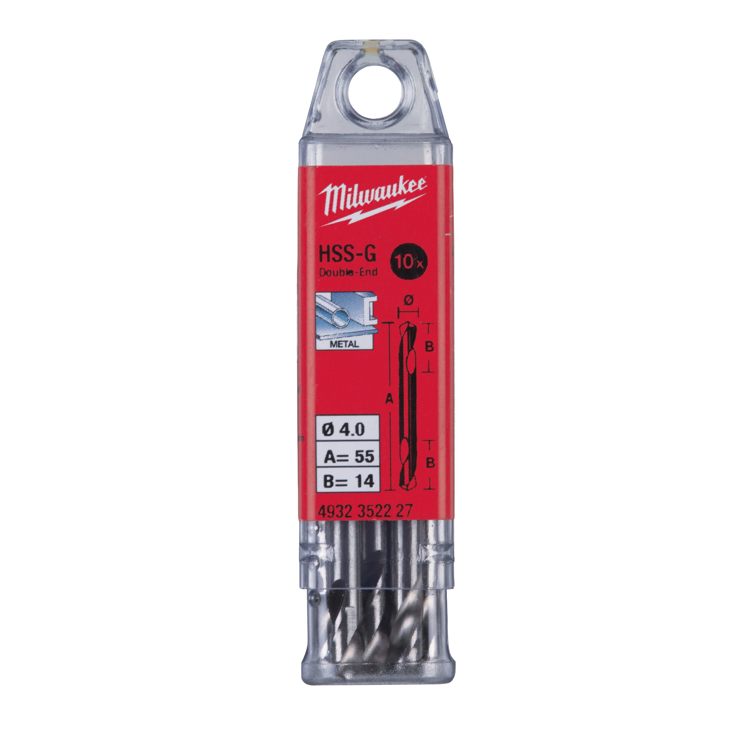 Burghiu pentru metal 10 bucăți; 4,0/55/14 mm 2