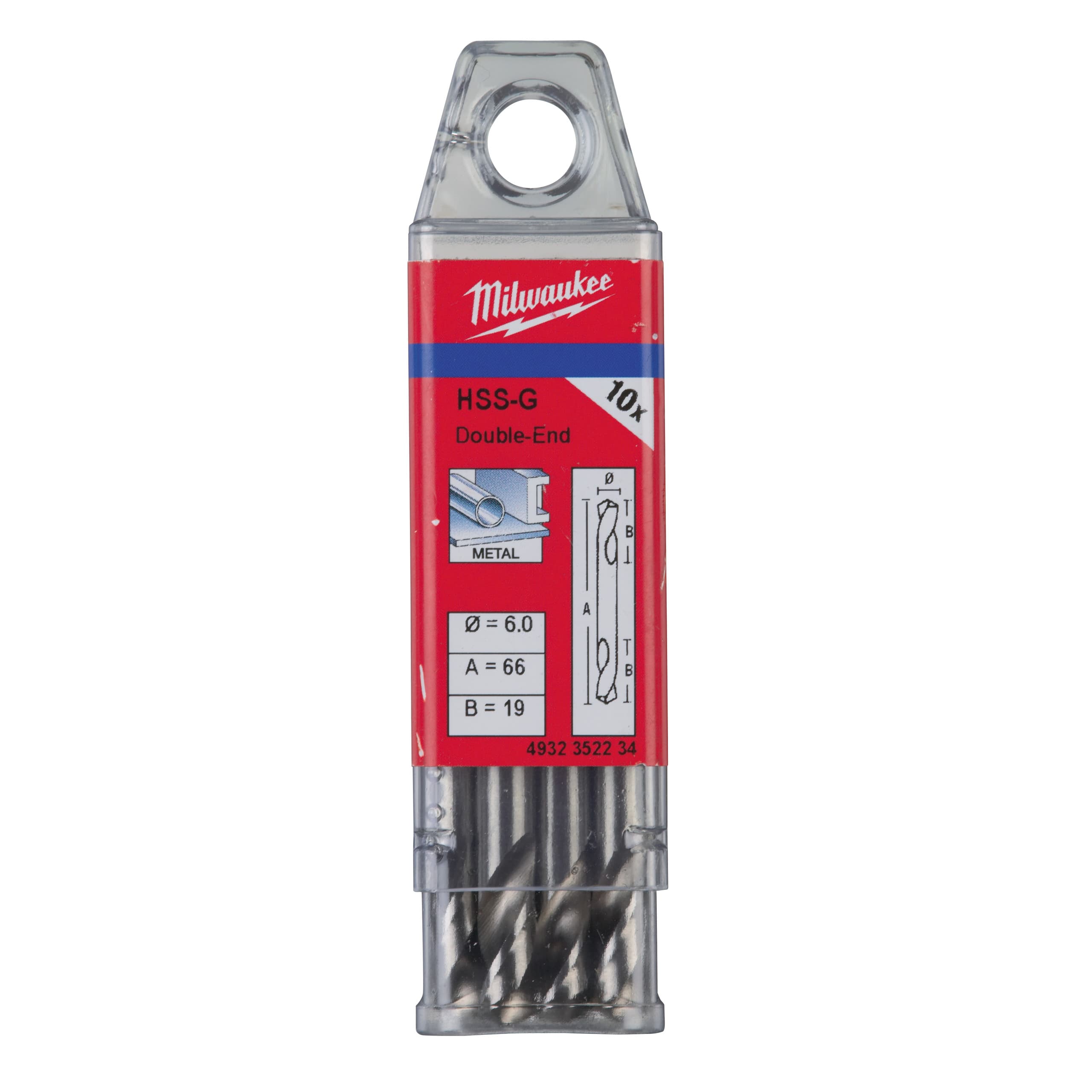 Burghiu pentru metal 10 bucăți; 6,0/66/19 mm 2