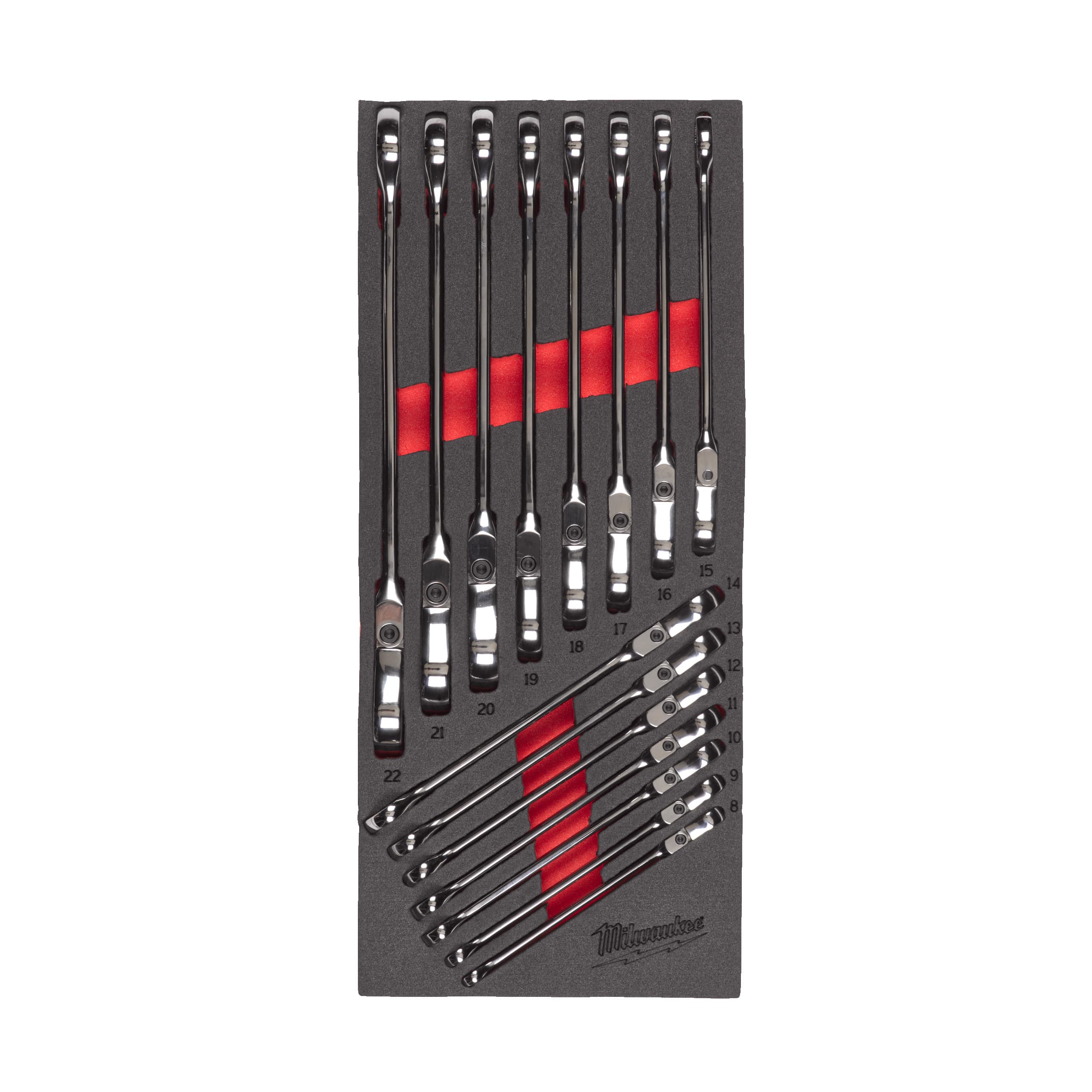 Set de chei combinate MAX BITE cu cap pivotant în inserție de spumă, 15 bucăți
