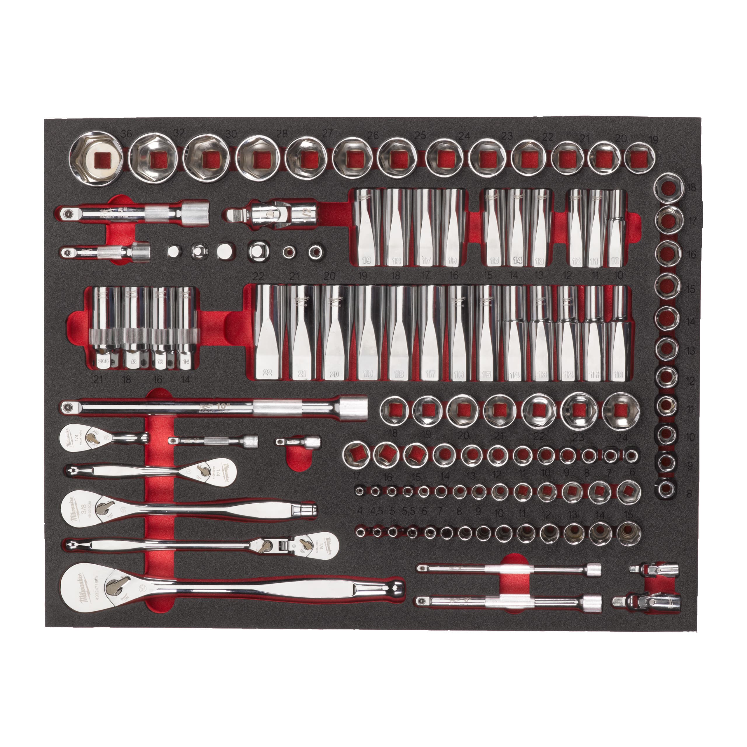 Inserție spumă clichet și tubulare 1/4", 3/8",1/2"