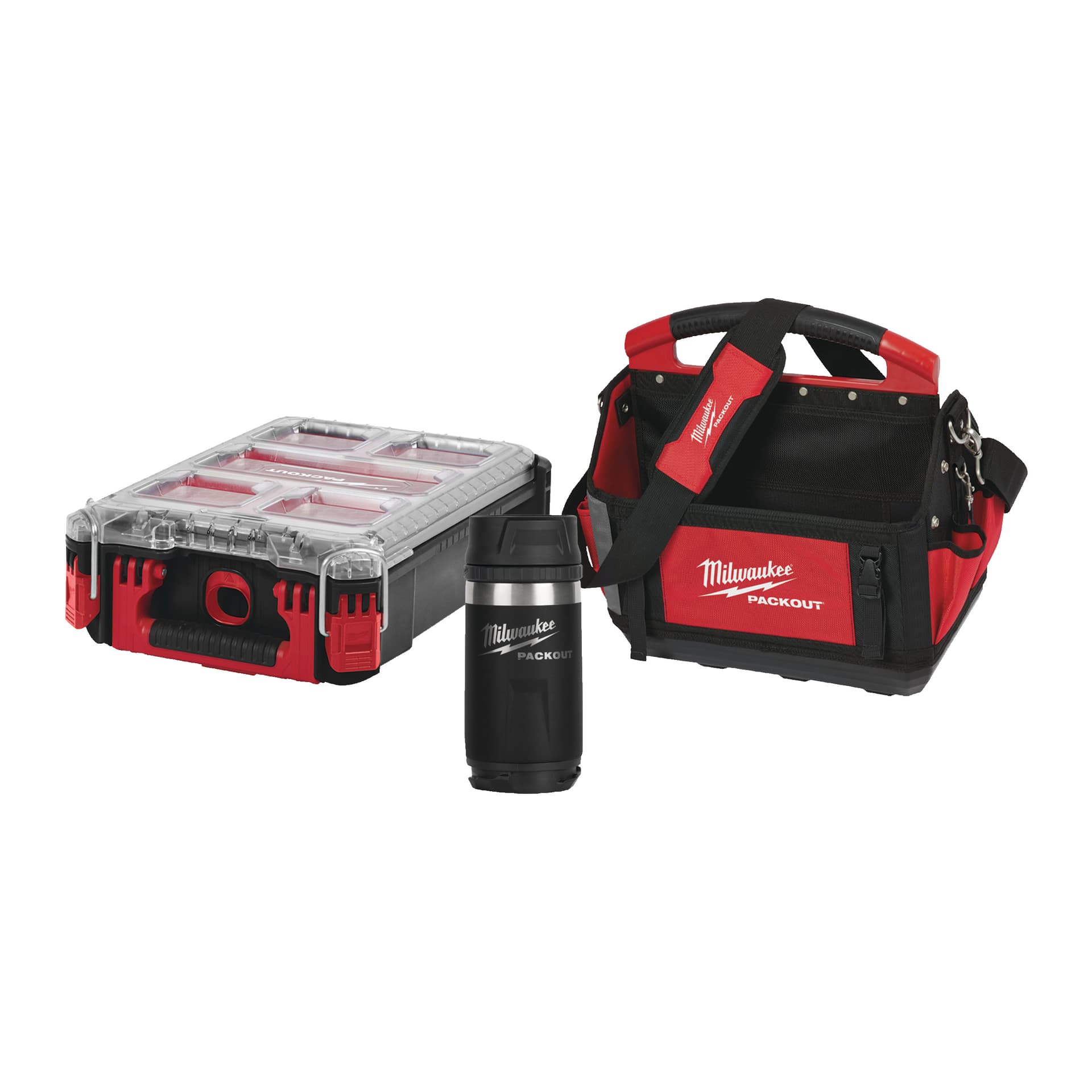 Set PACKOUT™ (1x organizator compact, geantă de scule 40cm, sticlă cu capac de nisip 355ml neagră)