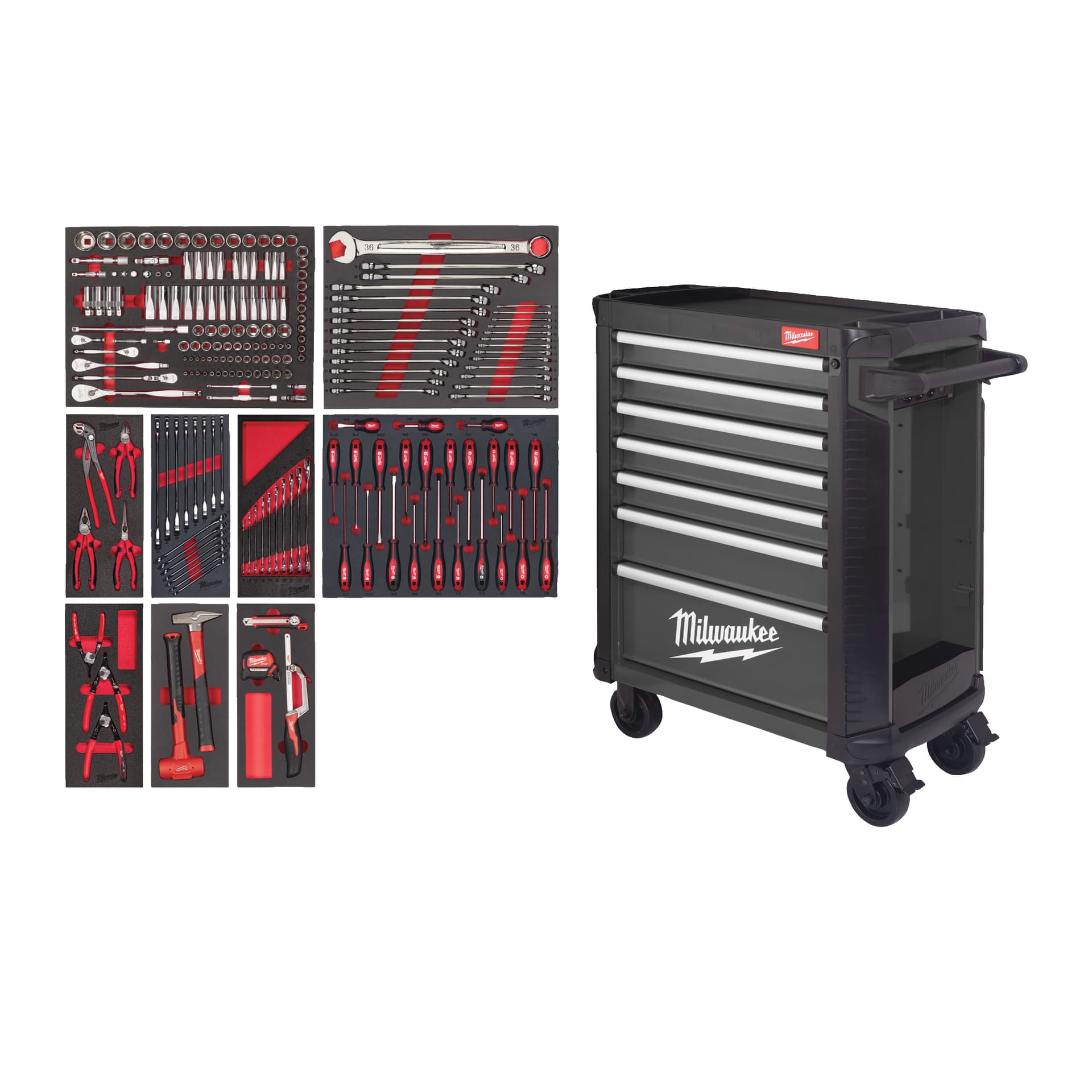 Cărucior de scule TOOLGUARD™30"/78cm - 206 piese Gri