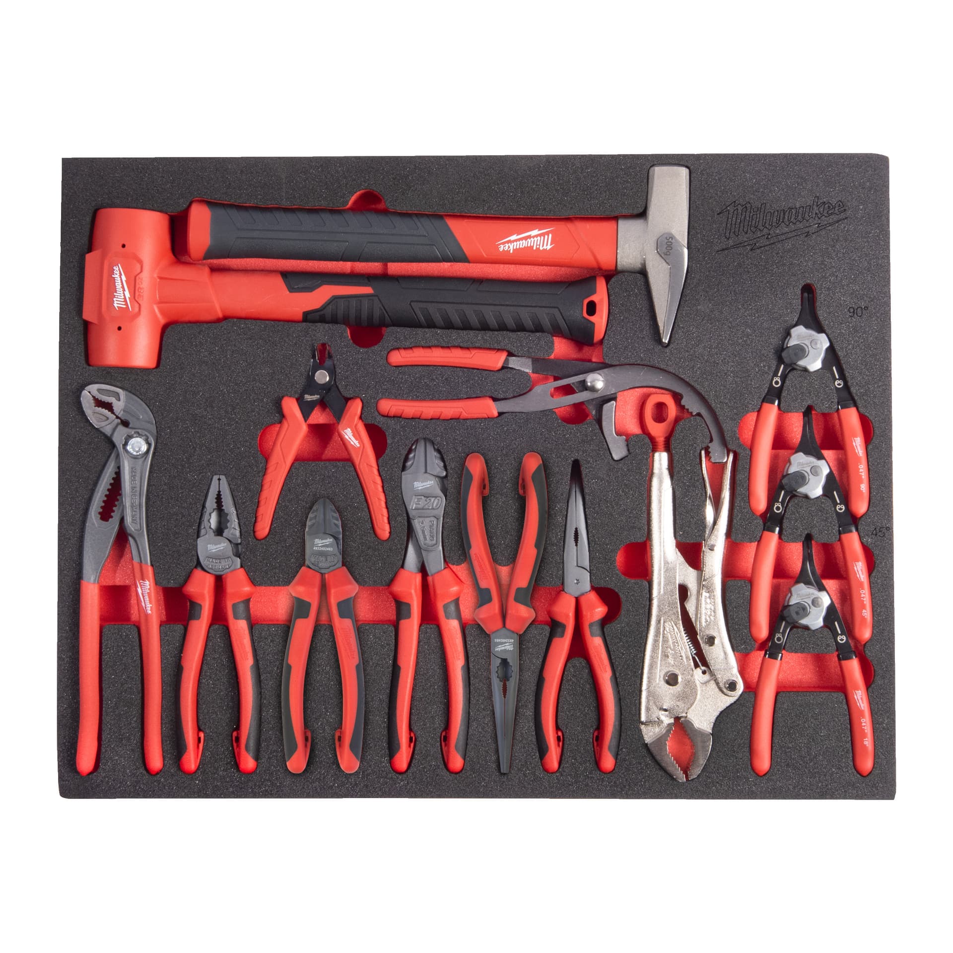 Set de clești și ciocane în inserție de spumă TOOLGUARD™, 14 piese