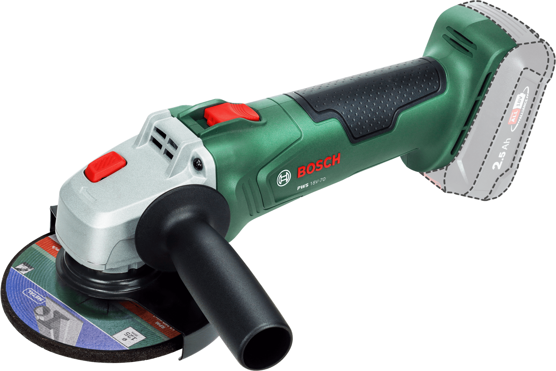 Polizor unghiular cu acumulator PWS 18V-70