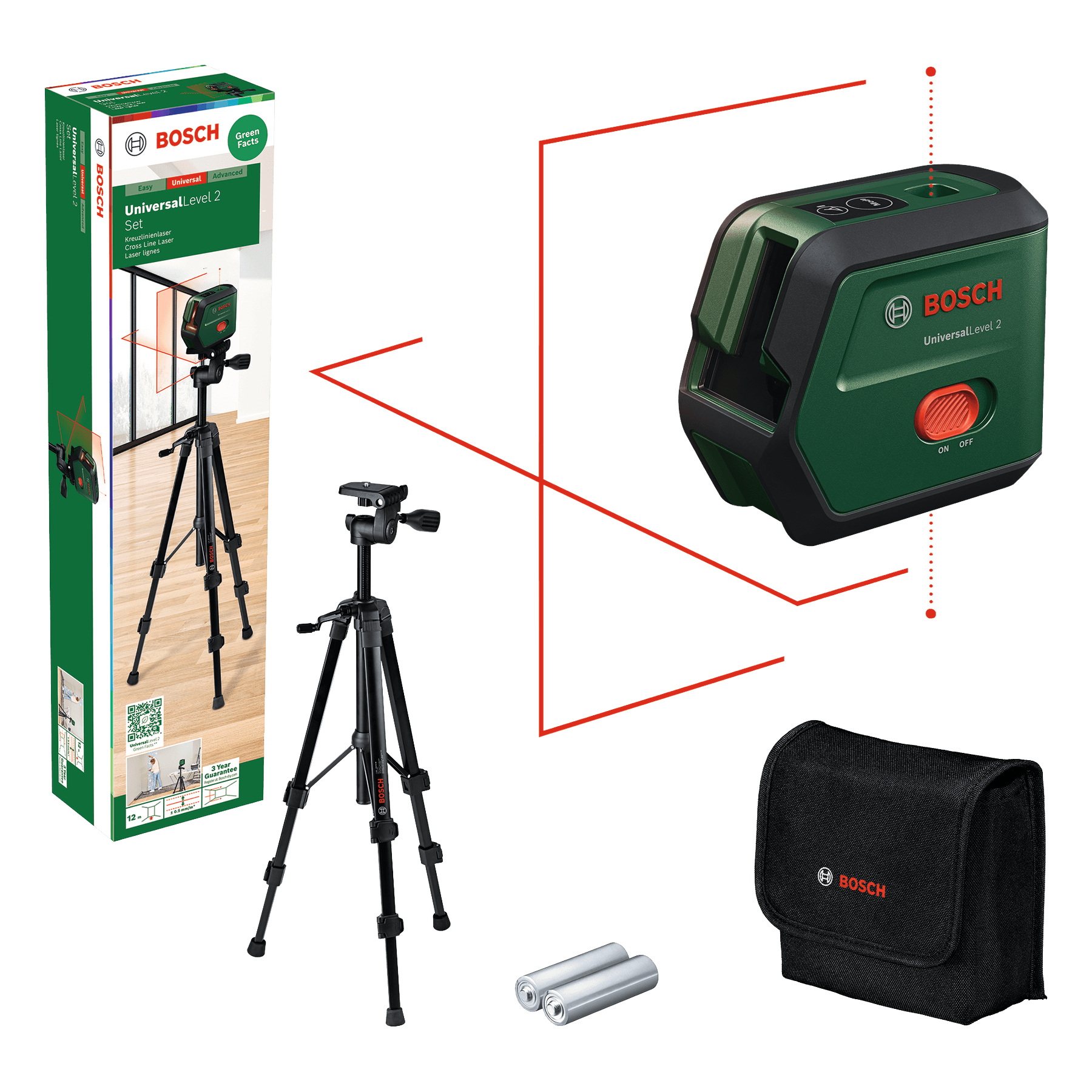 Nivelă laser cu linii cu funcţie fir cu plumb UniversalLevel 2 Set