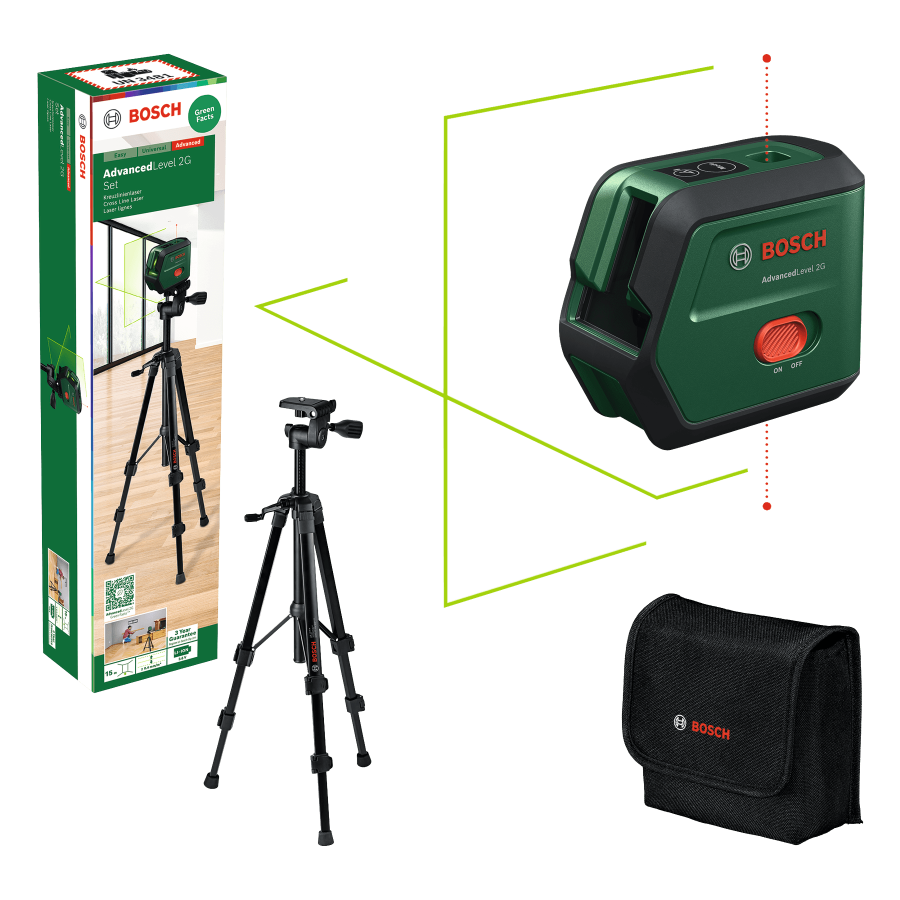 Nivelă laser cu linii cu funcţie fir cu plumb Set AdvancedLevel 2G