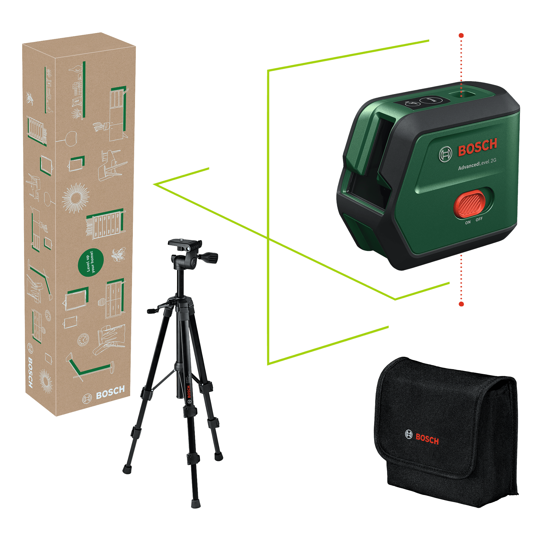 Nivelă laser cu linii cu funcţie fir cu plumb Set AdvancedLevel 2G