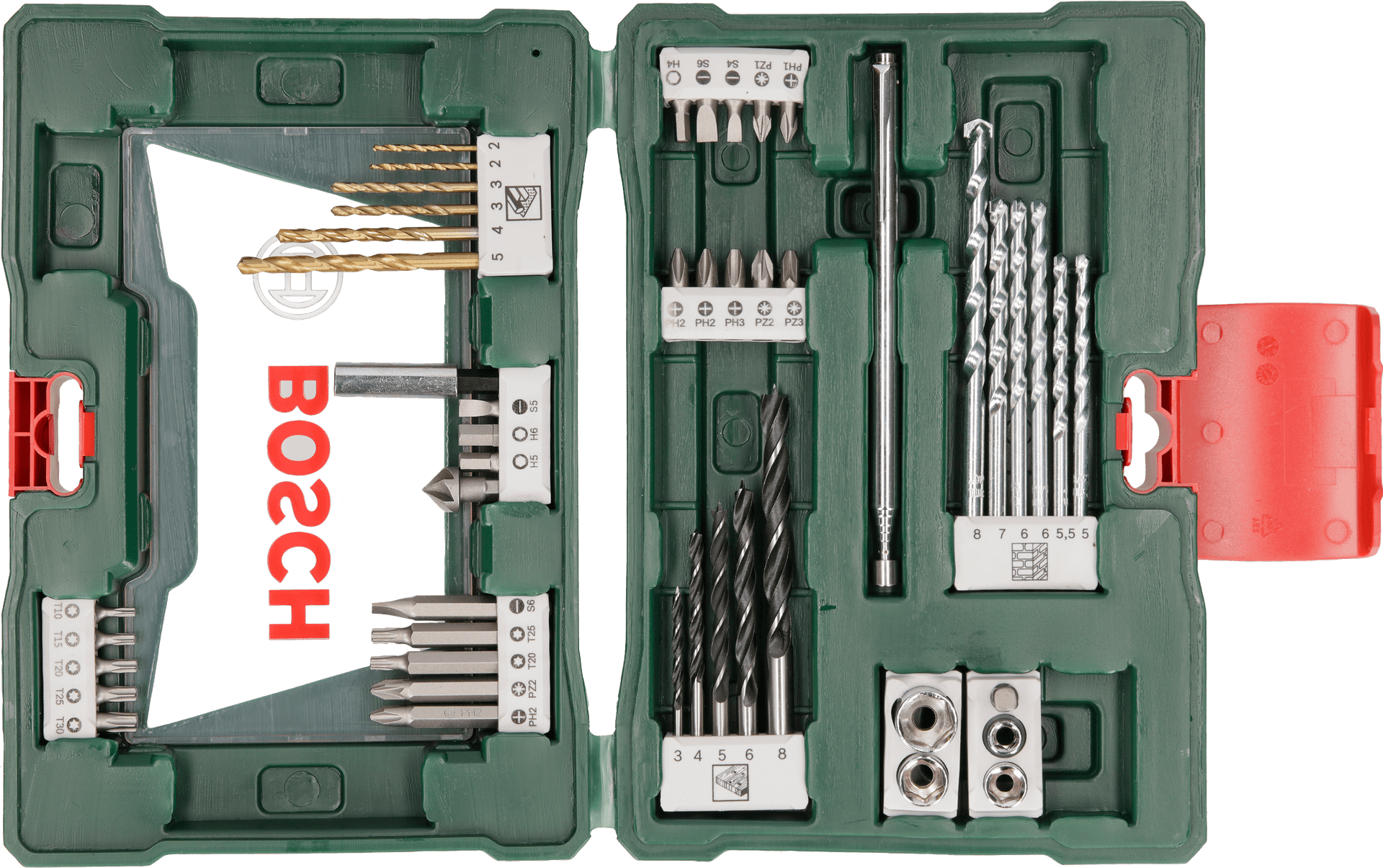 Set de burghie și capete de șurubelniță v-line cu înveliș tin, 48 bucăți, cu tijă magnetică