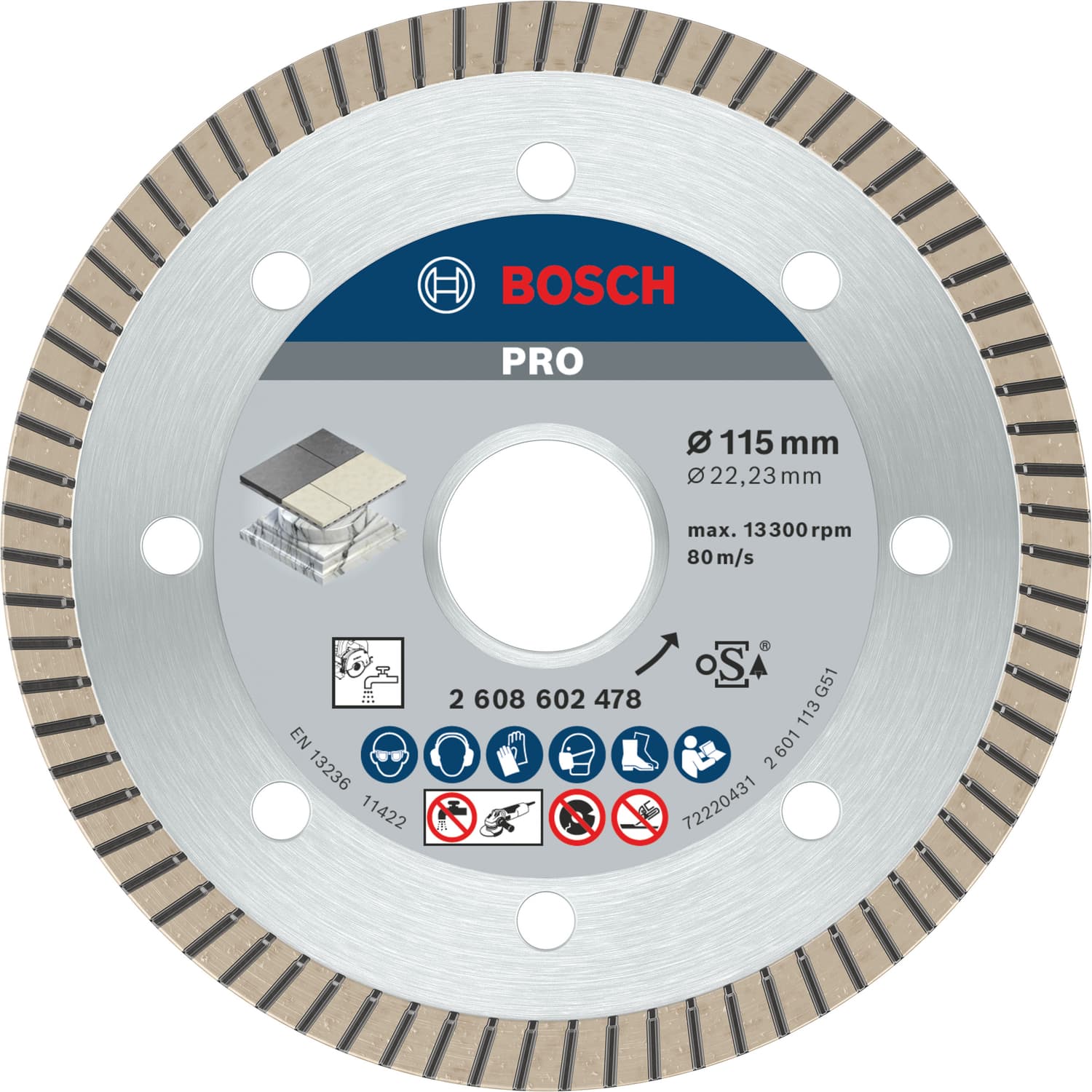 Disc de tăiere diamantat PRO Ceramic, Ø115mm