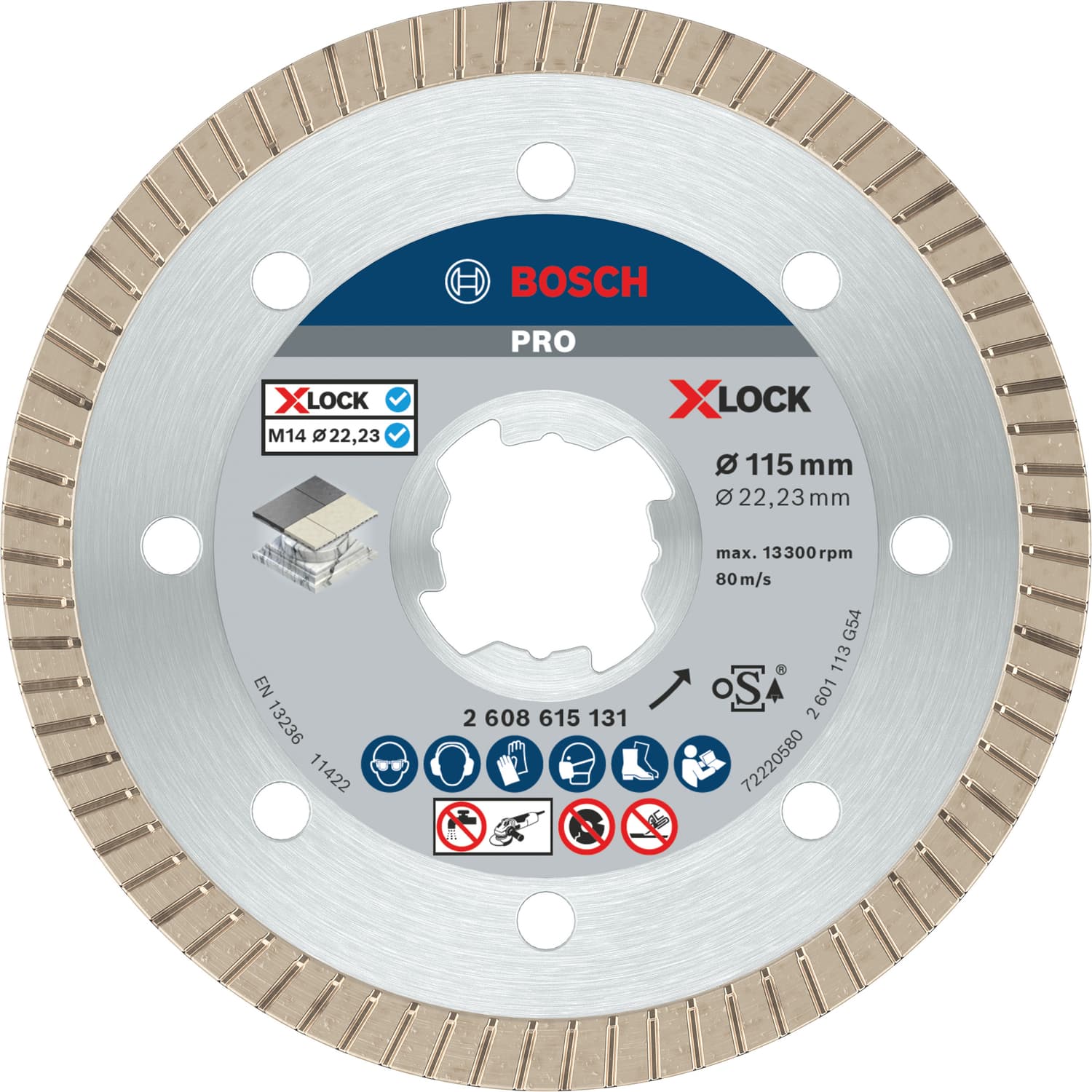Disc de tăiere diamantat PRO Ceramic X-Lock, Ø115mm
