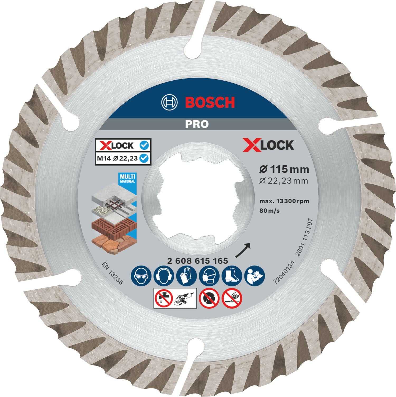 Disc de tăiere diamantat PRO Multi Material X-Lock, Ø115mm