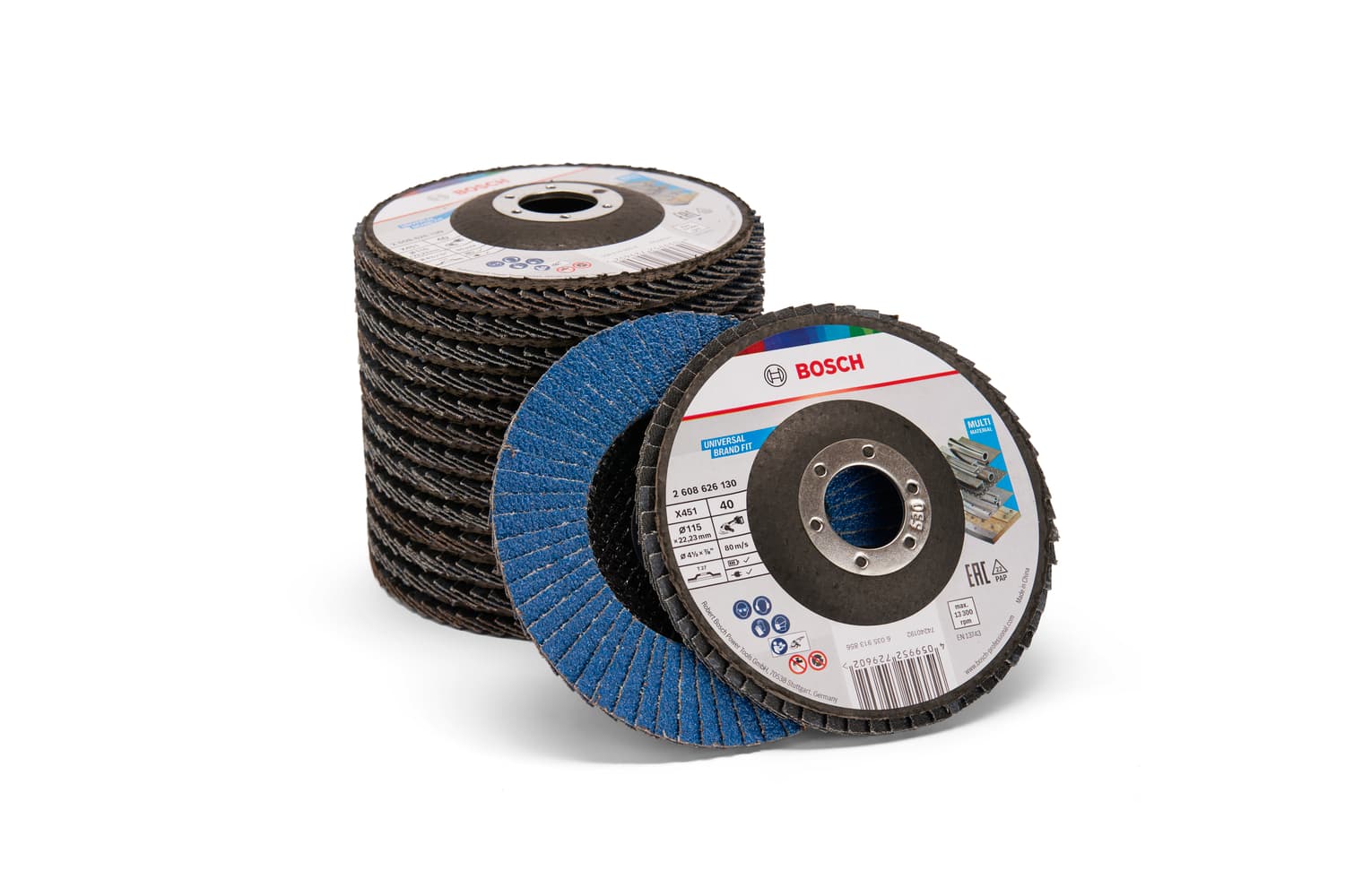 Remove stock and and weld seams with X451 Flap Discs with coarse grit