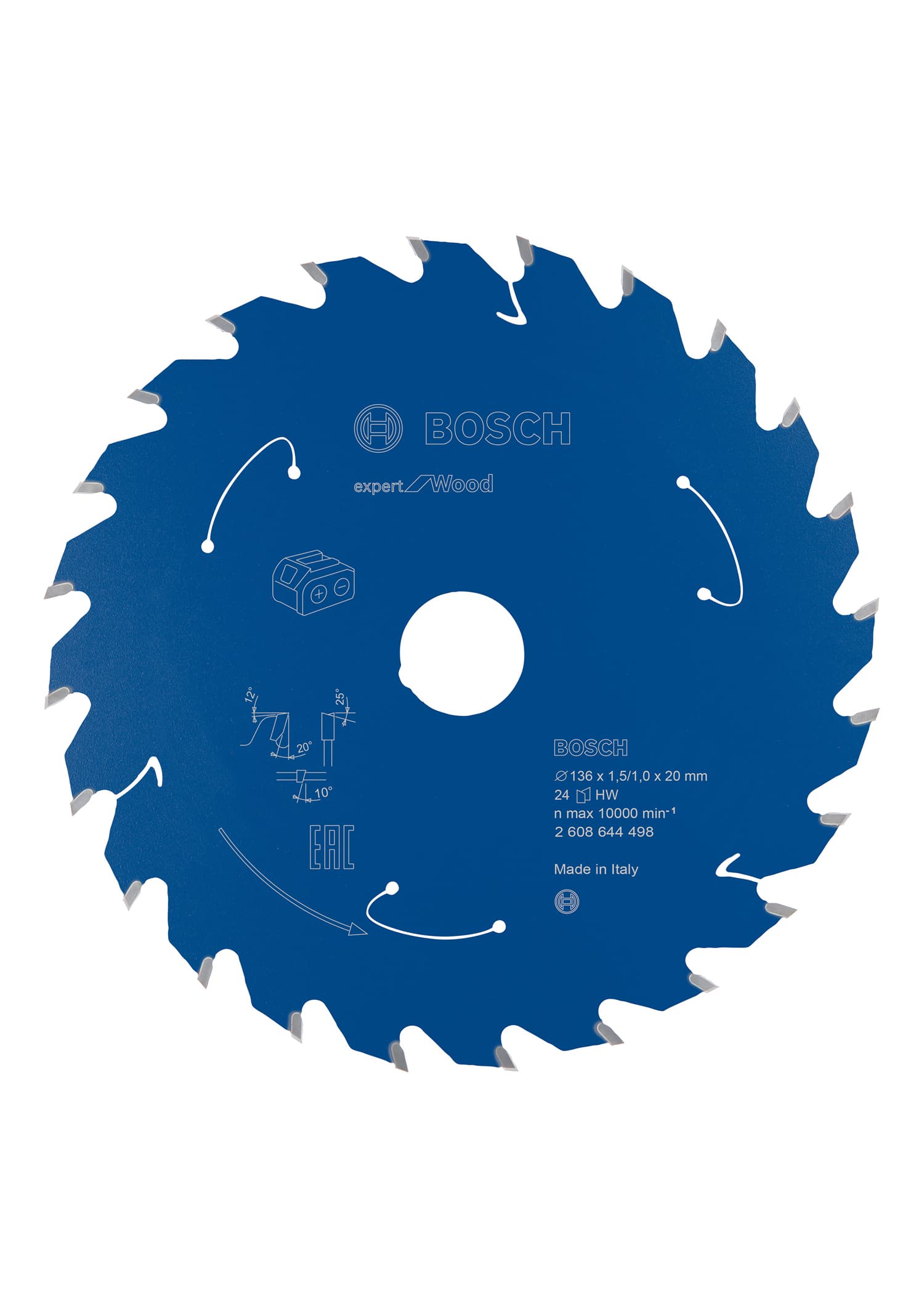 Pânză de ferăstrău circular expert for wood pentru ferăstrău cu acumulator 136x1,5/1x20 t24, 136mm x 1mm