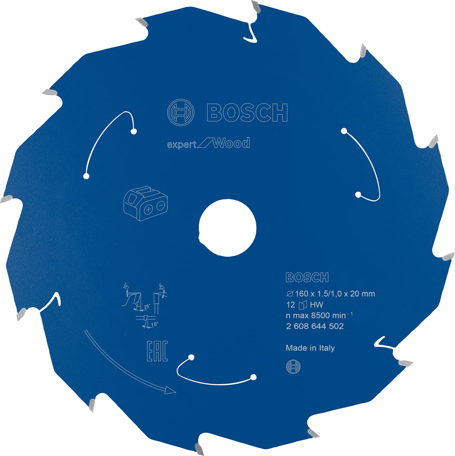 Pânză de ferăstrău circular expert for wood pentru ferăstrău cu acumulator 160x1,5/1x20 t12, 160mm x 1mm