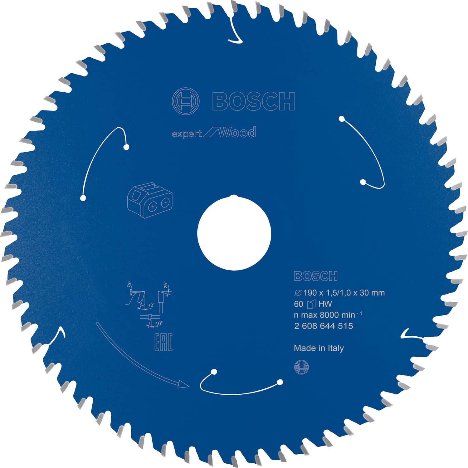 Pânză de ferăstrău circular expert for wood pentru ferăstrău cu acumulator 190x1,5/1x30 t60, 190mm x 1mm