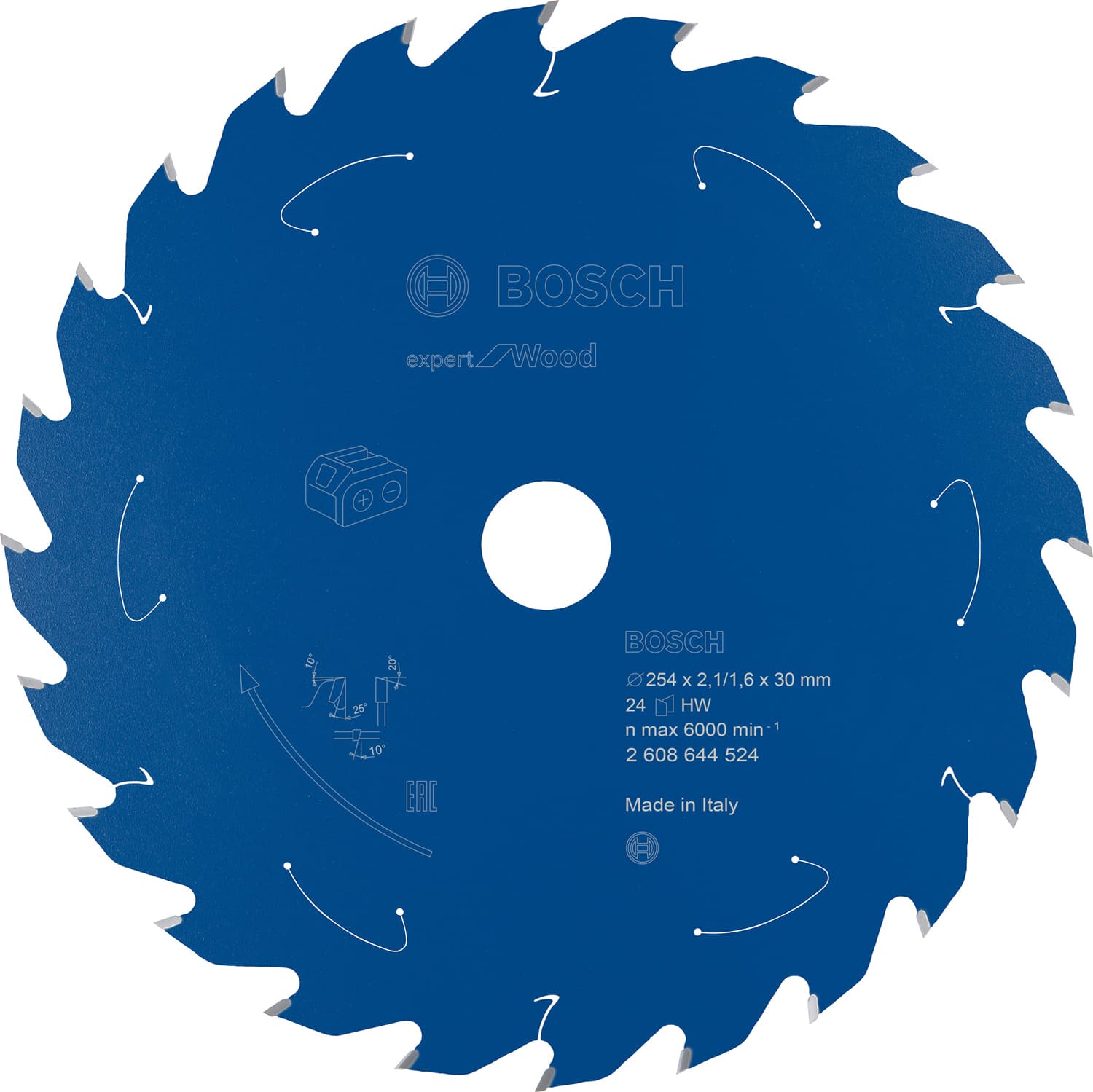 Pânză de ferăstrău circular expert for wood pentru ferăstrău cu acumulator 254x2,1/1,6x30 t24, 254mm x 1.6mm