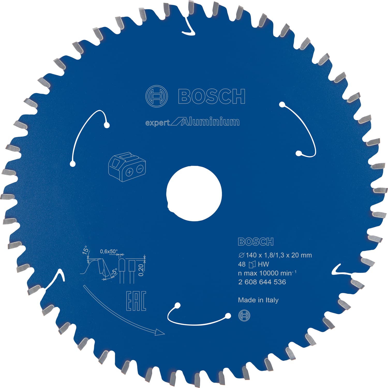 Pânză de ferăstrău circular expert for aluminium pentru ferăstrău cu acumulator 140x1,8/1,3x20 t48, 140mm x 1.3mm