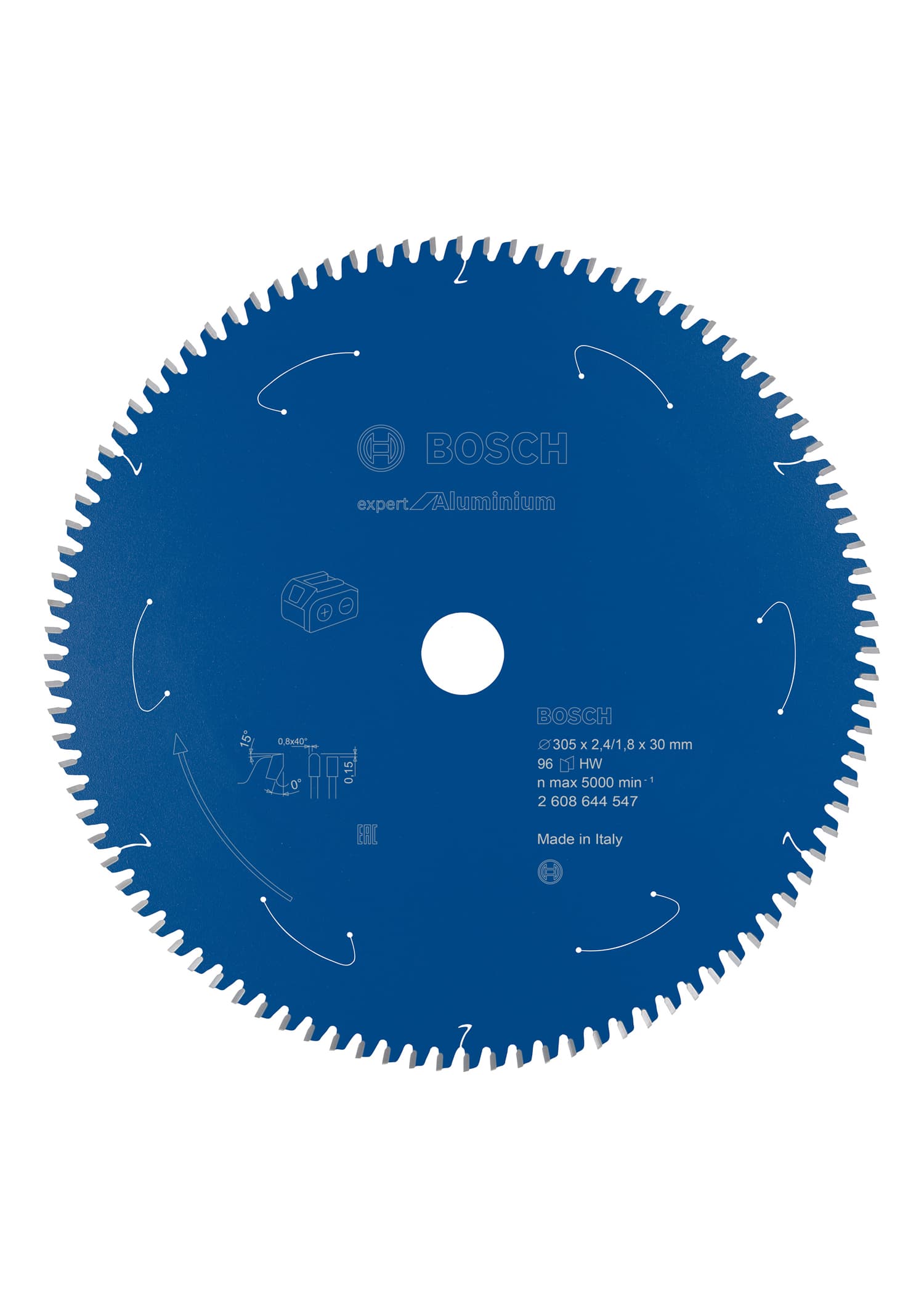 Pânză de ferăstrău circular expert for aluminium pentru ferăstrău cu acumulator 305x2,4/1,8x30 t96, 305mm x 1.8mm