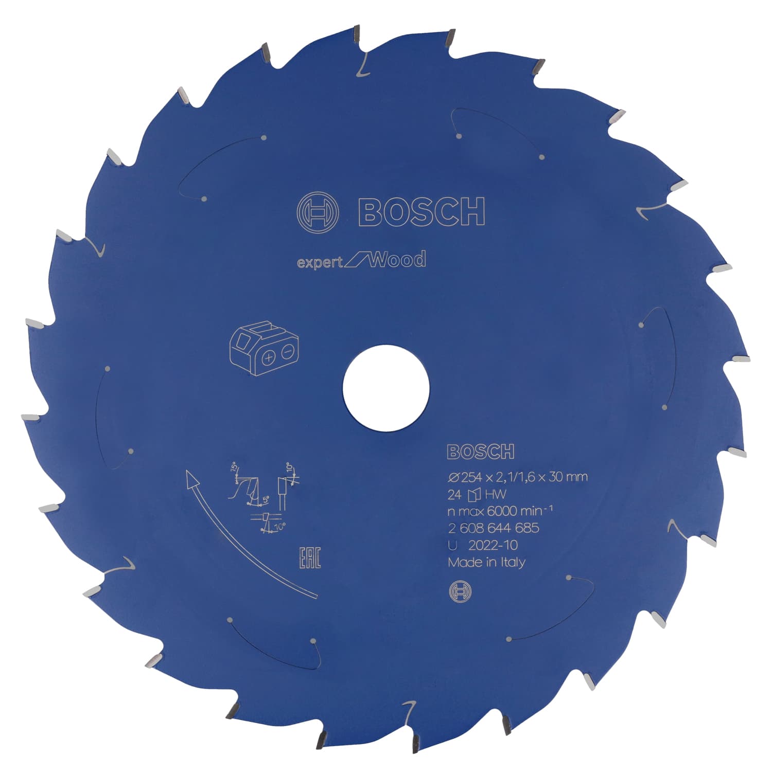 Expert for wood circular saw blade for cordless saws 254x2.1/1.6x30 t24, 254mm x 1.6mm
