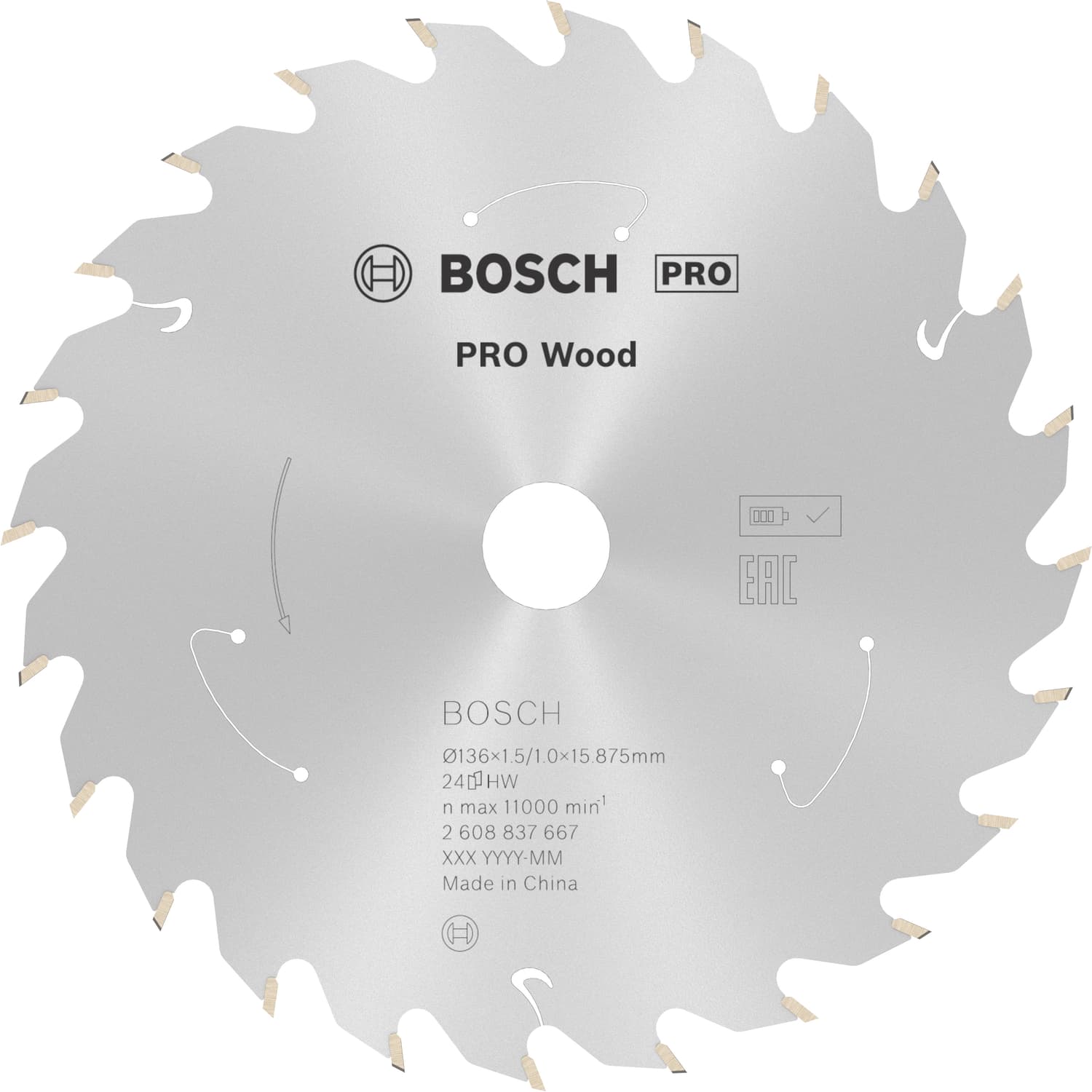 PRO Wood cordless pentru o durată lungă de viață la tăierea lemnului, 136mm x 1mm