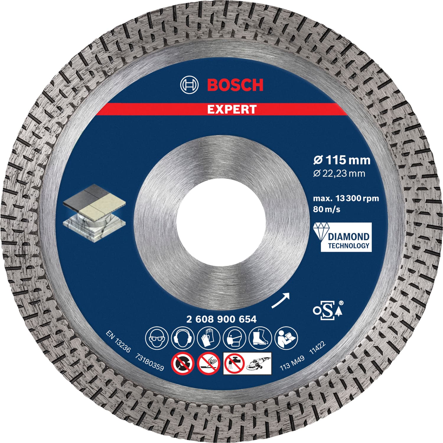 Disc de tăiere diamantat EXPERT Hard Ceramic, Ø115mm