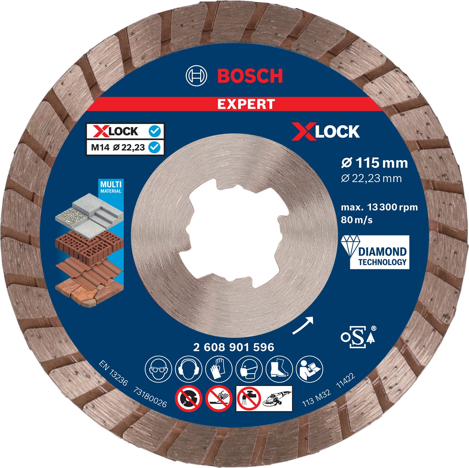 Disc de tăiere diamantat EXPERT Multi Material turbo X-Lock, Ø115mm