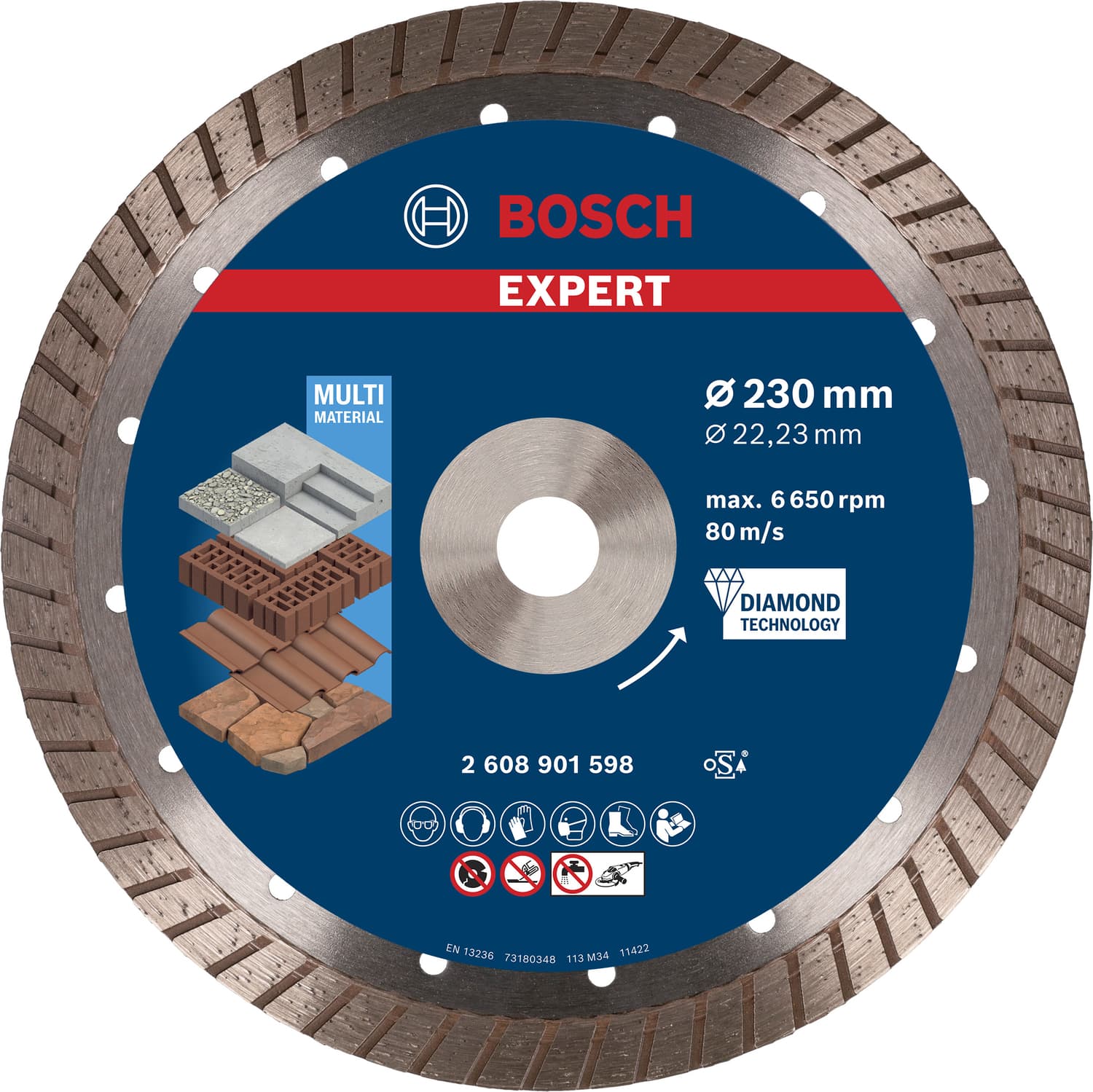 Disc de tăiere diamantat EXPERT Multi Material turbo, Ø230mm