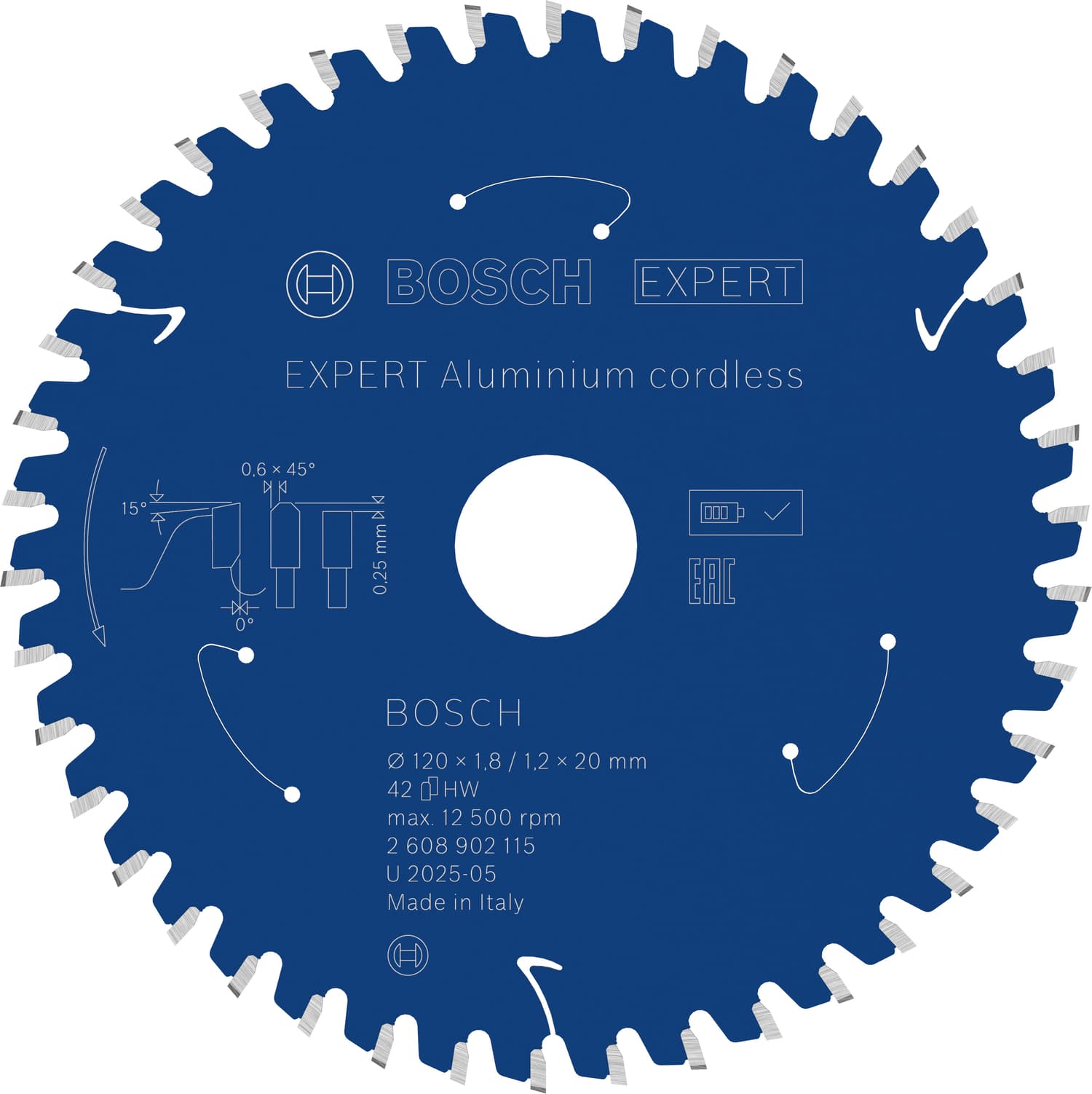 EXPERT Aluminium cordless pentru o durată mare de viață la tăierea aluminiului, 120mm x 1.2mm