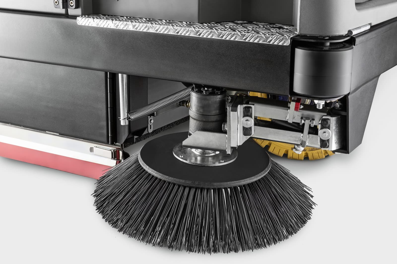 Side broom with lifting arm left